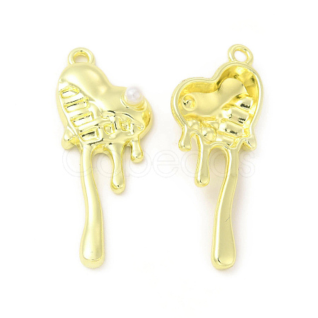 Rack Plating Alloy with ABS Plastic Imitation Pearl Pendants FIND-C018-05LG-1