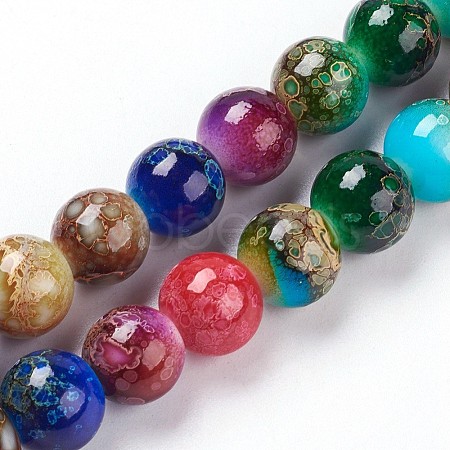 Spray Painted Opaque Glass Bead Strands LAMP-P047-B01-10mm-1