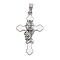 304 Stainless Steel Enamel Pendants, First Holy Communion Cross Charm, Stainless Steel Color, 48x29.5x4mm, Hole: 4.5x9.5mm