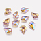 Faceted Glass Rhinestone Charms, Imitation Austrian Crystal, Leaf, Light Rose, 10x15x5mm, Hole: 1mm