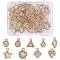 45Pcs 9 Style Alloy Cubic Zirconia Pendants, with Jump Ring, Flower/Star/Heart/Teardrop Charm, Golden, 7.6~16x6.6~11mm, 5pcs/style