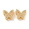 Brass Micro Pave Clear Cubic Zirconia Beads, Butterfly, Real 18K Gold Plated, 9x10x5mm, Hole: 2x2mm