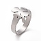 Non-Tarnish 201 Stainless Steel Clover Finger Ring, Wide Ring for Women, Stainless Steel Color, US Size 6 1/2(16.9mm)