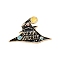 Gothic Witch Hat Zinc Alloy Black Enamel Pin Brooches, Halloween Badge, Golden, 23x34mm