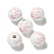 Printed Wood European Beads, Round with Word Pattern, Light Coral, 15.5~16mm, Hole: 4~4.5mm