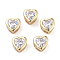 PVD Vacuum Plating Brass Cubic Zirconia Pendants, Multi-Strand Links, Long-Lasting Plated, Heart, Clear, Golden, 7x7x4mm, Hole: 1.5x2mm