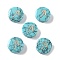 Synthetic Turquoise Beads, with Golden Tone Brass Slices, Flat Round with Letter, Letter A, 15x5.5mm, Hole: 1.4mm