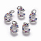 Brass Micro Pave Cubic Zirconia Charms, Letter, Colorful, Platinum, Letter.C, 9.2x6.3x1.8mm, Hole: 2mm