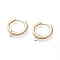 Brass Micro Pave Cubic Zirconia Huggie Hoop Earring Findings, with Horizontal Loops, Ring, Clear, Golden, 15.5x14.5x2mm, Hole: 1mm, pin: 0.9mm