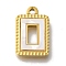 Ion Plating(IP) 304 Stainless Steel Manual Polishing Pendants, with White Acrylic, Golden, Rectangle, 15x10x2mm, Hole: 1.5mm