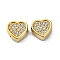 Ion Plating(IP) 304 Stainless Steel Beads, with Rhinestone, Heart, Real 18K Gold Plated, 13x13.5x6.3mm, Hole: 2mm