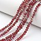 Electroplate Transparent Glass Beads Strands, Half Rose Gold Plated, Faceted, Rondelle, FireBrick, 6x5mm, Hole: 1mm, about 85~88pcs/strand, 16.1~16.5 inch(41~42cm)