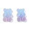 Flatback Resin Cabochons, Imitation Food, Two Tone, Bear, Blue, 16x10x5mm