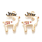 Alloy Enamel Pendants, Cadmium Free & Lead Free, Christmas Reindeer/Stag, Light Gold, Creamy White, 23x18x2mm, Hole: 1.5mm