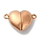 304 Stainless Steel Clasps with Loops, Heart, Rose Gold, 16x23.5x9mm, Hole: 1.8mm