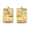 Ion Plating(IP) 304 Stainless Steel Pendants, Rectangle with Sun, Real 18K Gold Plated, 30x18.5x3mm, Hole: 2mm