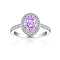 925 Sterling Silver Micro Pave Cubic Zirconia Plain Band Rings, Real Platinum Plated, Oval, Violet, Inner Diameter: 17mm