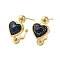 Natural Dyed Lapis Lazuli Heart Stud Earrings, with Ion Plating(IP) Golden Plated Brass Findings, 925 Sterling Silver Pin, 20.5x12mm