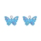 Alloy Rhinestone Pendants, Enamel Style, Butterfly, Deep Sky Blue, 18mm