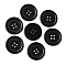 Resin Buttons, Dyed, Flat Round, Black, 30x3mm, Hole: 3mm, 98pcs/bag