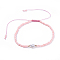 Adjustable Nylon Thread Braided Beads Bracelets, with Glass Seed Beads and Grade A Natural Freshwater Pearls, Pink, 2-1/8 inch(5.3cm)