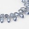 Electroplate Glass Beads Strands, Top Drilled Beads, Faceted Teardrop, Full Rainbow Plated, Light Steel Blue, 12x6mm, Hole: 1mm, about 100pcs/strand, 15.7 inch