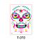 Heat Tranfer Printing Luminous Body Art Face Tattoo Sticker, Skull, for Halloween, Colorful, 21x15cm