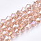 Electroplate Glass Beads Strands, AB Color Plated, Faceted, Bicone, Pink, 6x5.5~6mm, Hole: 1mm, about 47~48pcs/strand, 10.83 inch(27.5cm)