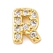 Rack Plating Brass Micro Pave Cubic Zirconia Cabochons, Cadmium Free & Lead Free, Long-Lasting Plated, Real 18K Gold Plated, Letter R, 6x4.5x2mm