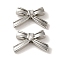 Rack Plating Alloy Beads, Cadmium Free & Nickel Free & Lead Free, Bowknot, Platinum, 11x17.5x4mm, Hole: 1.8mm