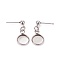 Tarnish Resistant 304 Stainless Steel Stud Earring Settings, Stainless Steel Color, 21mm, Pin: 0.9mm, Tray: 8mm