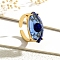 Brass Micro Pave Cubic Zirconia Solitaire Ring, Cuff  Rings with Glass, Evil Eye, Blue, Inner Diameter: adjustable