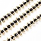 3.28 Feet Handmade Faceted Glass Beaded Chains, Unwelded, with Golden Tone Brass Findings, Long-Lasting Plated, Black, Beads: 6.5x3mm