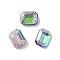 Glass Rhinestone Cabochons, Flat Back & Back Plated, Faceted, Rectangle, Sphinx, 8x6x3.5mm