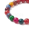 Dyed Natural Weathered Agate Round Beaded Stretch Bracelet for Women BJEW-JB09382-5