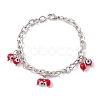 Synthetic Gemstone Evil Eye Charm Bracelet BJEW-F431-09P-2