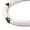 Acrylic Chunky Curved Tube Beaded Stretch Bracelet with Heart for Women BJEW-JB07586-6