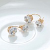 Trendy Double Flat Round Brass Cubic Zirconia Stud Earrings EJEW-EE0001-224G-3