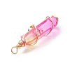 2Pcs 2 Style Two Tone Glass Double Terminated Point Beads Pendants Set PALLOY-JF02538-04-4