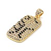 Rack Plating Brass Micro Pave Cubic Zirconia Pendants KK-P247-06G-2