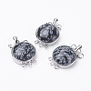 Natural Snowflake Obsidian Box Clasps G-E427-01P-2