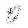 Rhodium Plated 925 Sterling Silver Moissanite Rhinestone Solitaire Ring AJEW-U007-12P-4