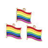 Rainbow Color Pride Flag Alloy Enamel Pendants ENAM-K067-10-3