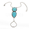 Alloy Synthetic Turquoise Link Ring Bracelets for Women FS-WG65C3B-01-1