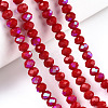 Electroplate Opaque Solid Color Glass Beads Strands EGLA-A034-P6mm-L21-4