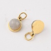 Ion Plating(IP) Natural Labradorite Half Round Charms with Jump Ring STAS-A097-05G-01-2