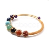 Natural Mixed Stone Beaded Cuff Bangle BJEW-A122-02D-1