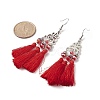 Polyester Tassel with Glass Beaded Chandelier Earrings EJEW-TA00183-03-3