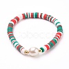 Polymer Clay Heishi Beads Stretch Bracelets BJEW-JB05707-2