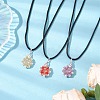 3Pcs 3 Colors Flower Glass Seed Beads & Acrylic Pendant Necklaces NJEW-MZ00044-2